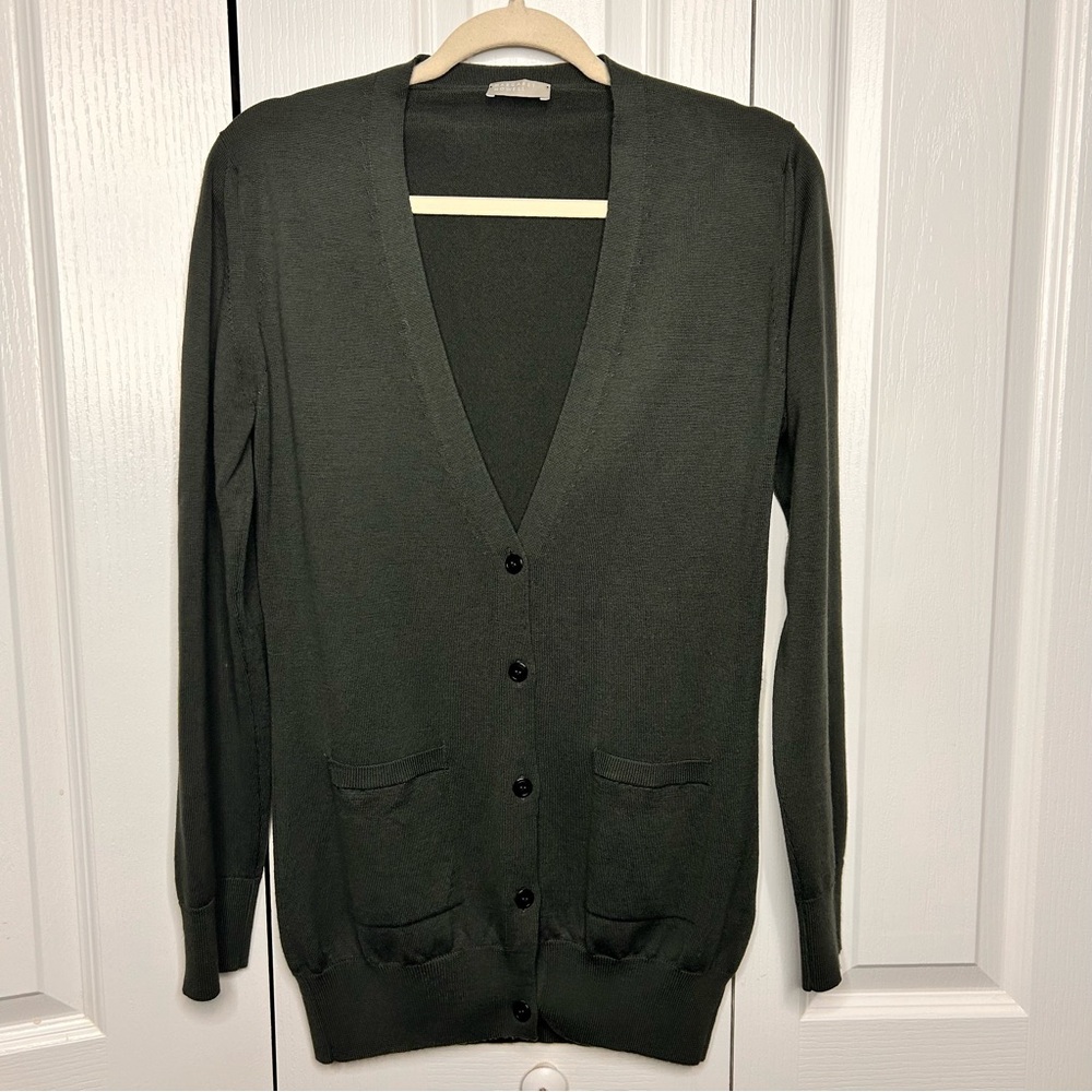Margaret Howell Women’s Size 8‎ Gray Button Down Wool Cardigan Sweater Pockets